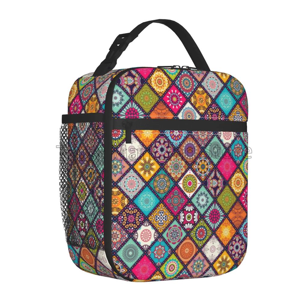 Mexicaanse Talavera Keramische Lunchbox Etnisch Volksornament Lunchtas Vrouwen Geïsoleerd Invriesbaar Tote Kit Thermische Koeler voor Picknick