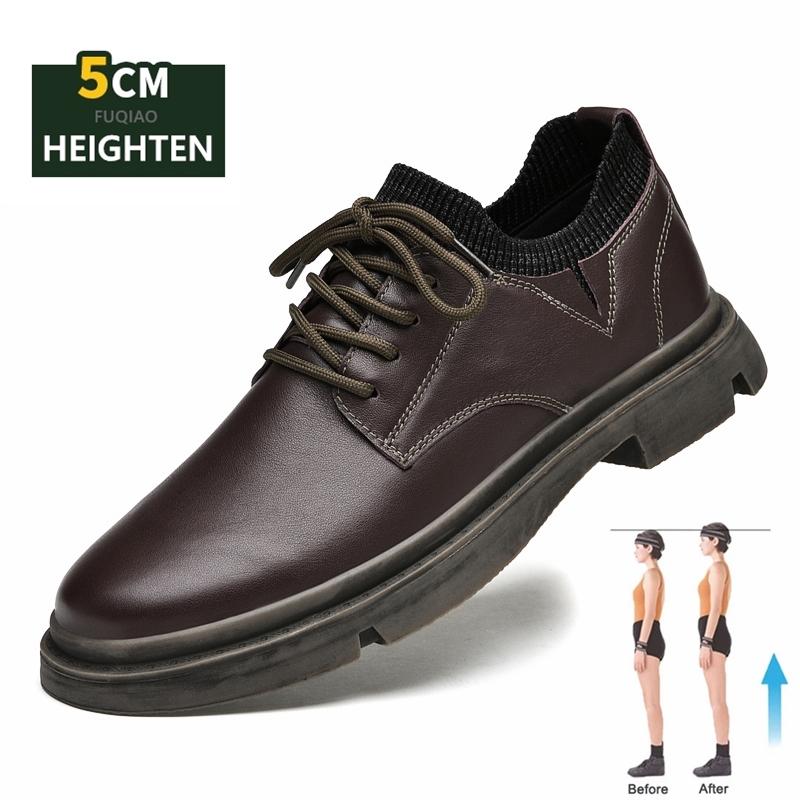 Men's Cow Leather 5cm Height Increase Business Casual Dress Elevator Shoes Comfortable Office Work Formal Shoes for Men Loafers