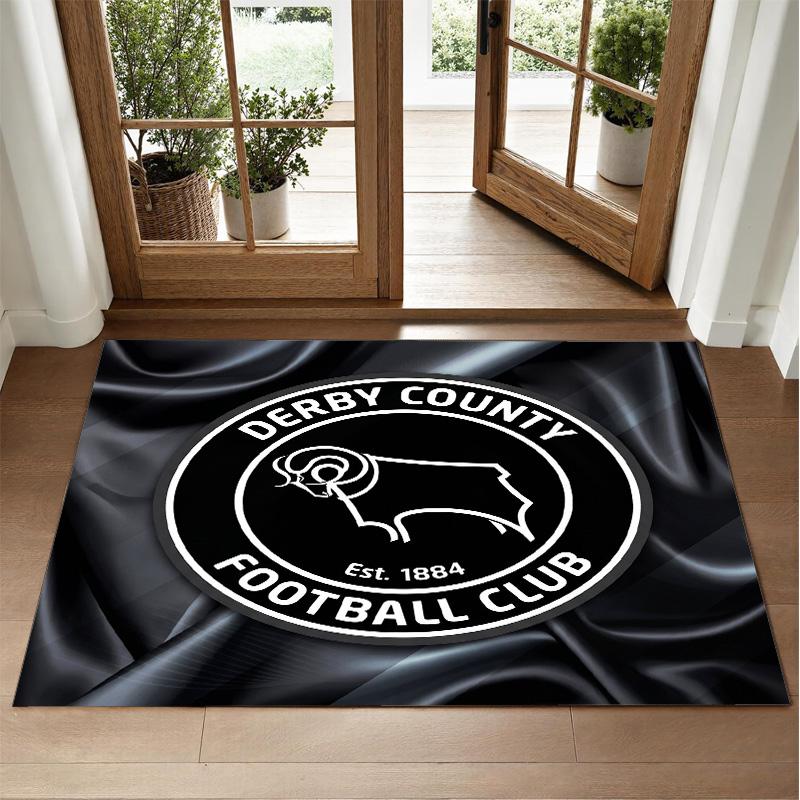Derby County Design Crystal Velvet Rug Soft Decorative Mat for Bedroom Entrance
