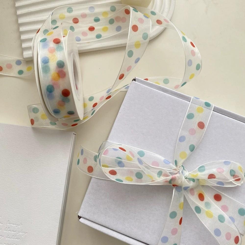 Polka Dots Gift Wrapping Ribbon Colorful Packaging Box Ribbon Gift Box Decorative Ribbon  Birthday