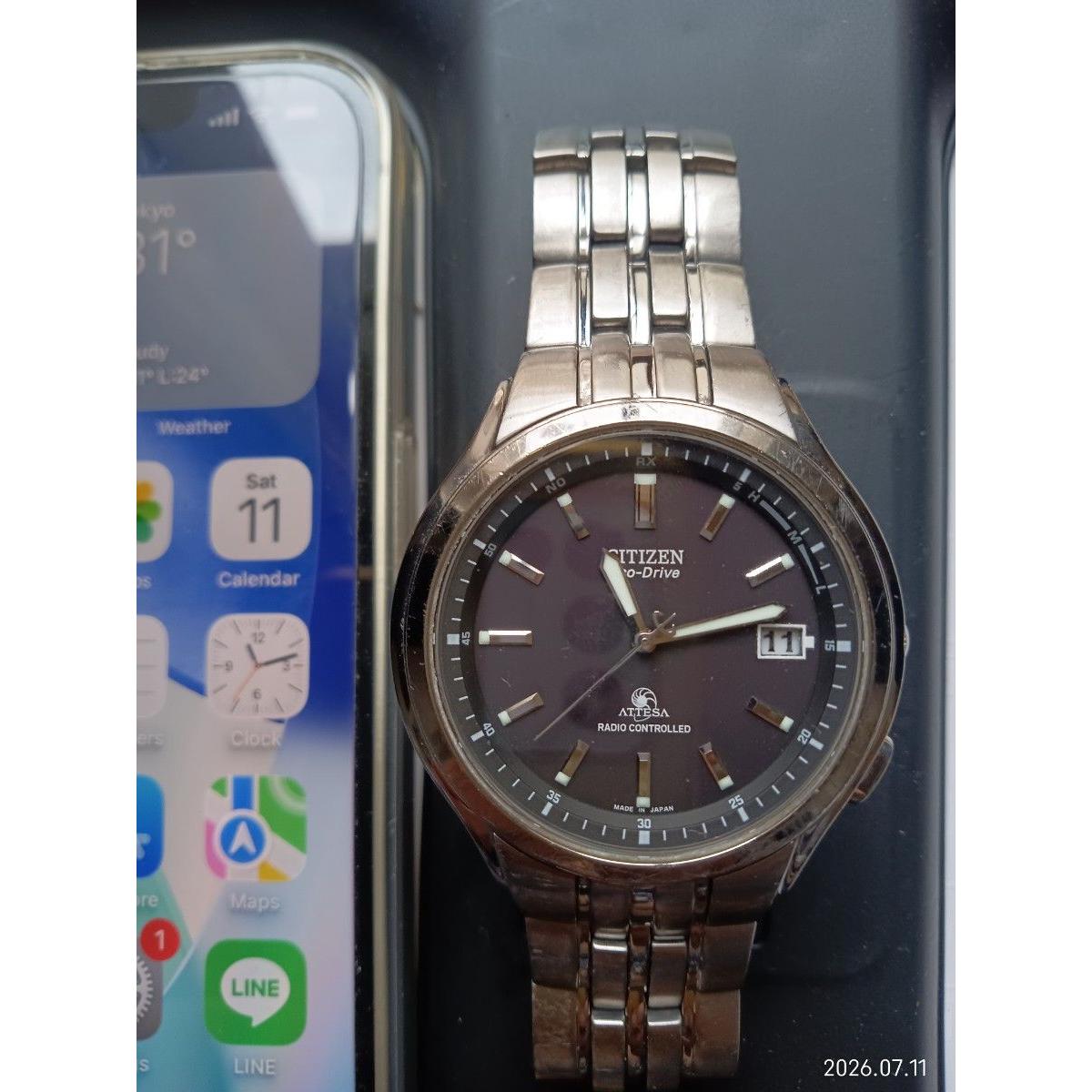 Б/У CITIZEN ATTESA Фотоэлектрические Eco-Drive Eco-Drive Радиоуправляемые Радиоуправляемые Часы Титановые Сделано в Японии Рабочий продукт