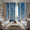 2pcs Set HD Large Natural Poplar Decorative Curtain Blue Tie Digital Printed Curtain Home Decoration Style Decoration Living