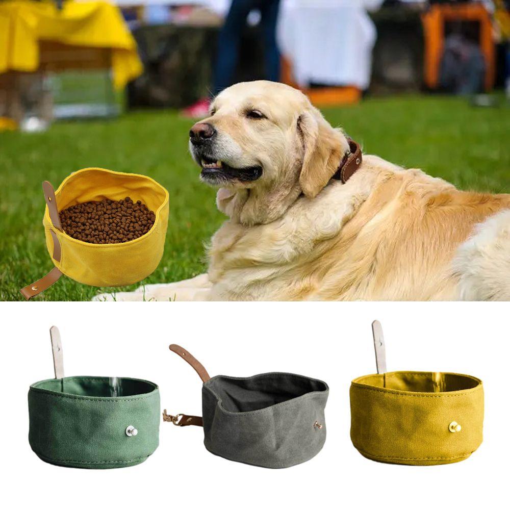 

Canvas Portable Outdoor Pet Bowl Drinking Feeding Bowl Feeding Bag Collapsible
