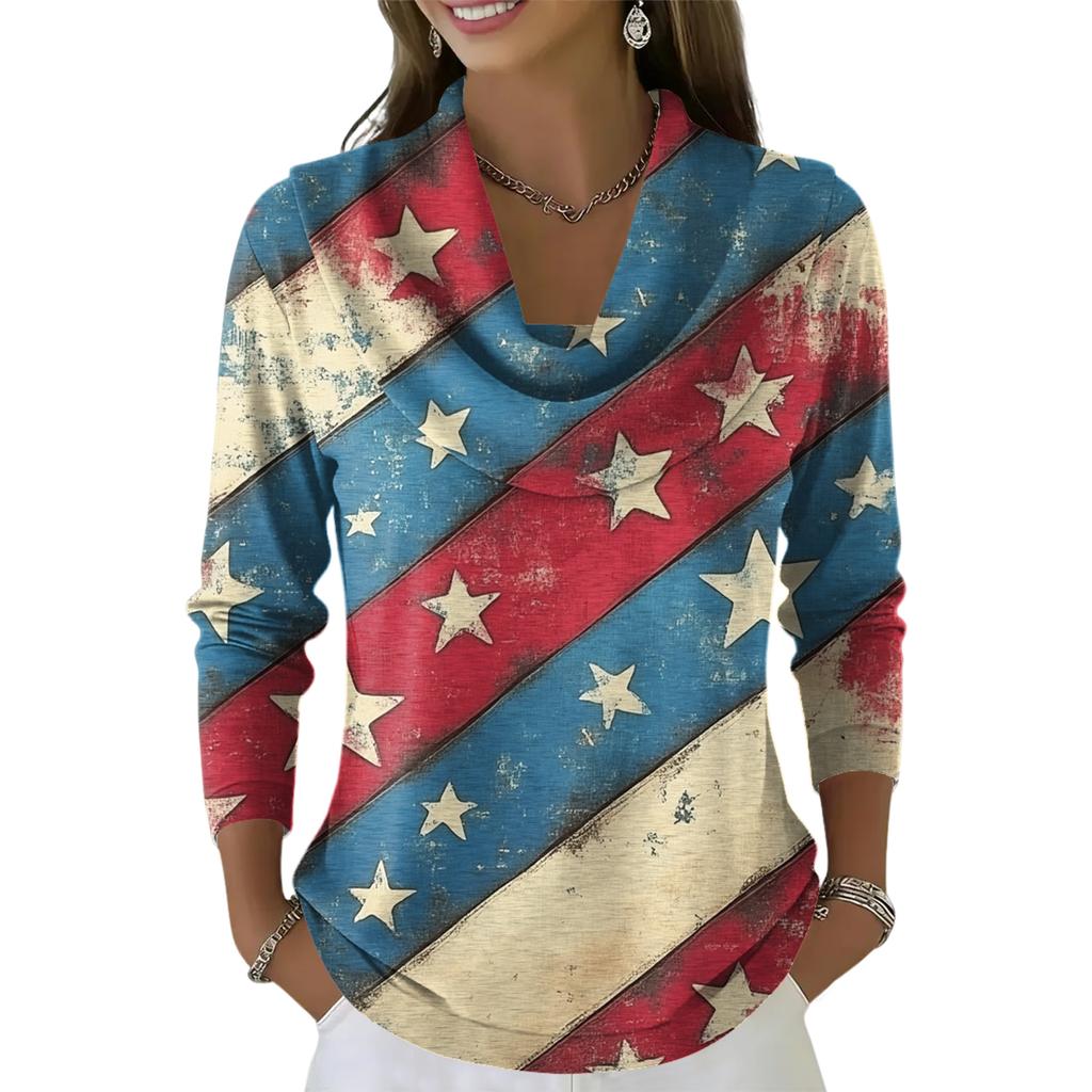 Women's Casual And Fashionable Round Neck Long Sleeved Printed Top Sweater