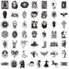 50 Black & White Gothic Graffiti Sticker Set - Decorative, Waterproof Decals for DIY Notebooks & Phone Cases