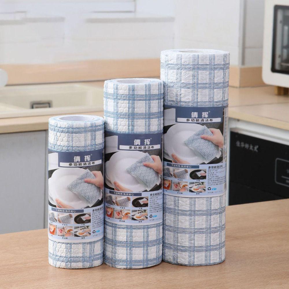 40PCS/Roll Reusable Non-woven Towel Thicken Oil-free Kitchen Cloth Scouring Pads  Household Kitchen
