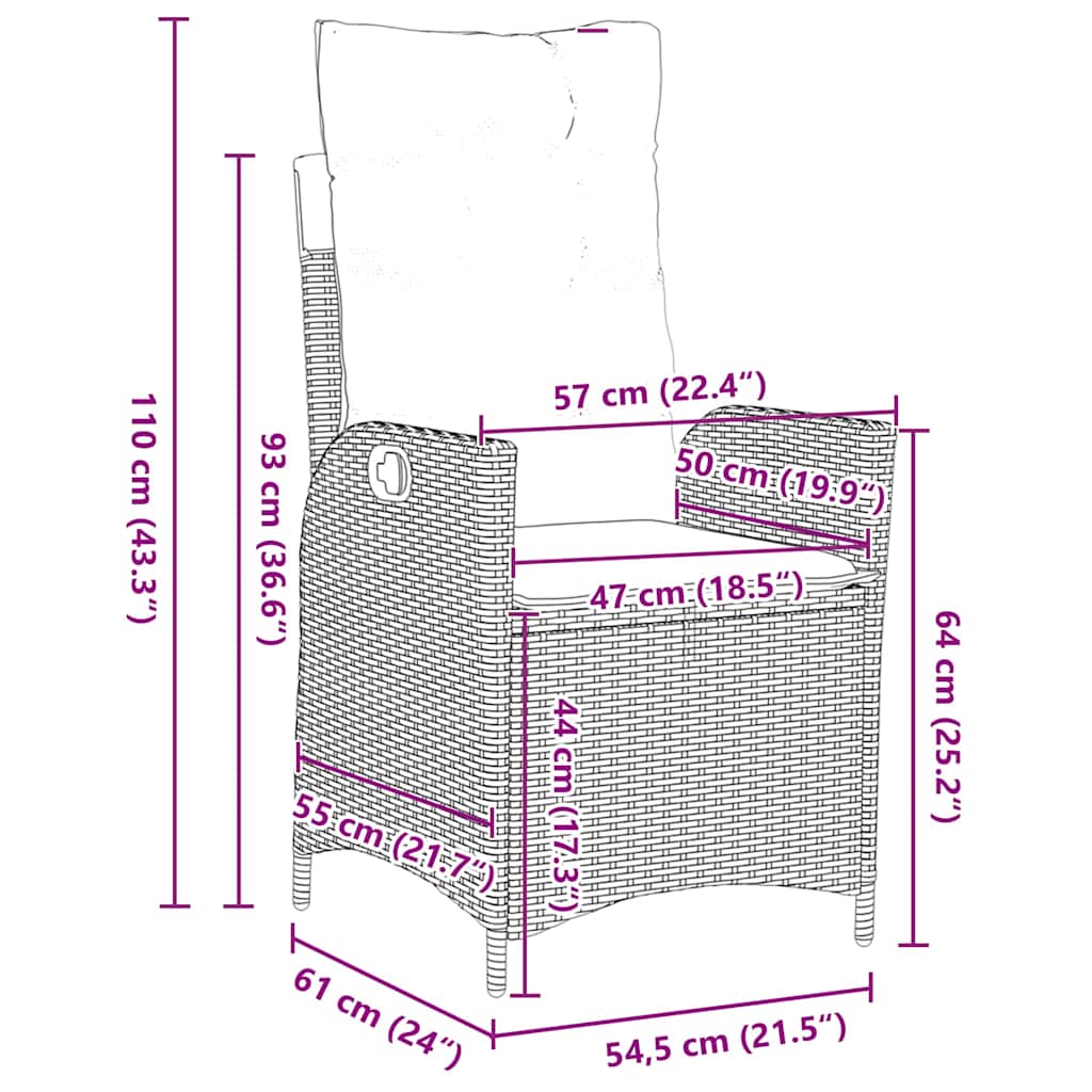 Garden Dining Set with Cushions 7 pcs Grey Poly Rattan