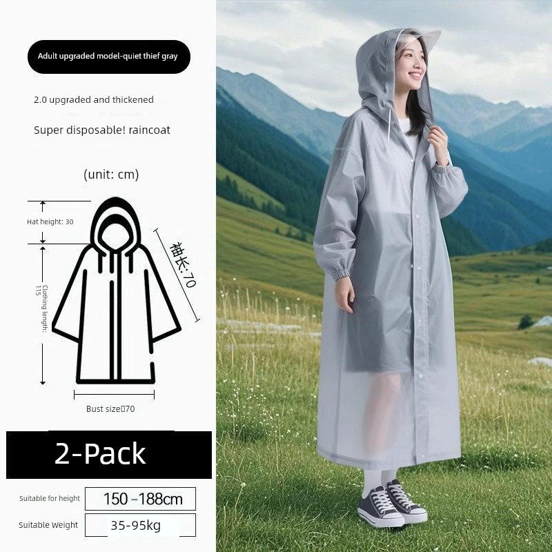Long Raincoat, Full-Body Rain Protection, Disposable, Thickened for Adults, Suitable for Outdoor Wear, Hiking, Travel, Single-Person Rain Poncho