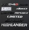 Suitable for Highlander sport car logo full metal new Highlander V6 4WD car logo car sticker rear four-wheel drive modification