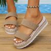 Round head fashion Roman sandals summer wear women's slippers word with platform sandals