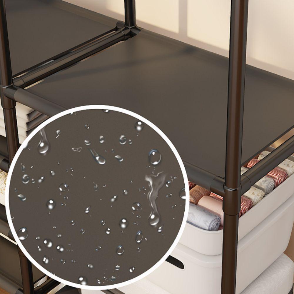 Household Coat Stand Double-Row Floor Hanger Durable Storage Wardrobe Bedroom Floor