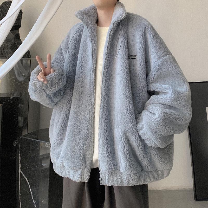 Men's Lambswool Stand Collar Cotton-Padded Jacket - Thickened and Warm for Winter