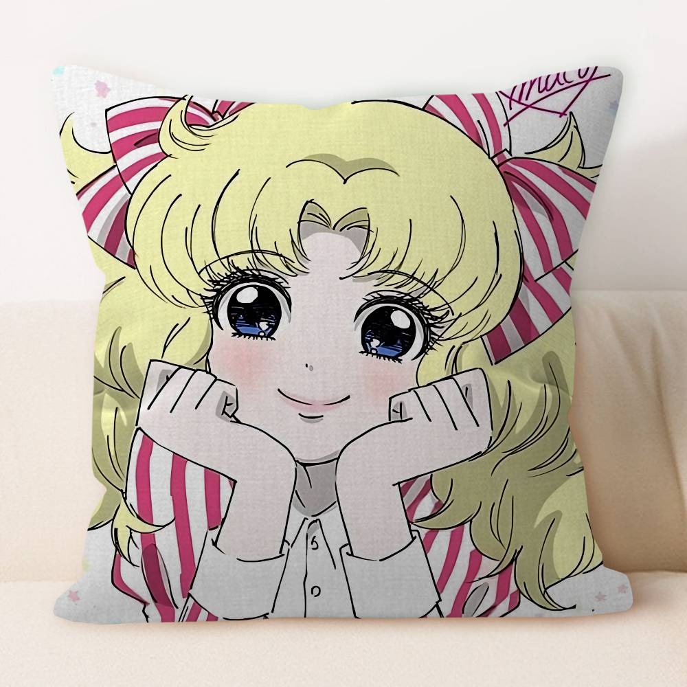 Manga Candy Cartoon Pillow Covers Cartoon Sofa Decorative Home Double-sided Printing Short Plush Cute Cushion Cover