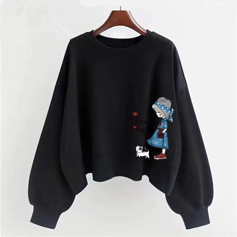 Moletom com capuz de algodão roxo feminino primavera e outono manga longa versão coreana gola redonda solta temporada escolar de setembro início do outono em roupas femininas