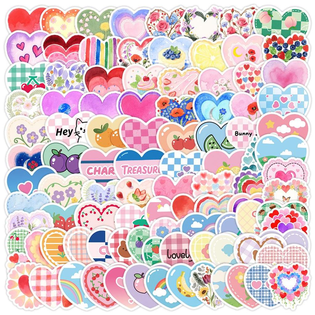 Valentine's Day Heart Graffiti Stickers: 50/100 Waterproof Decorative Stickers for Water Bottles & Computers