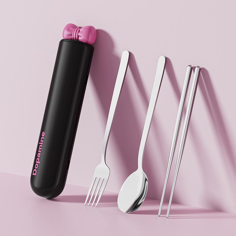

304 Stainless Steel Chopsticks, Spoon, and Fork Set with Butterfly Storage Case Magnetic Portable Cutlery Set