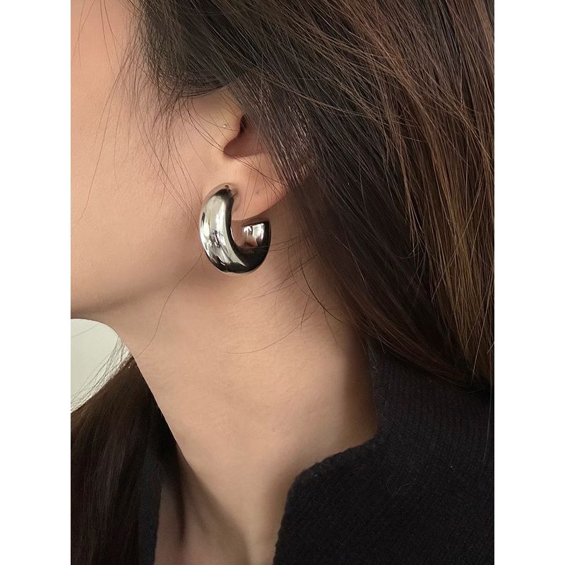 INS Super Cool Thick round Women's Titanium Steel Fashionable Earrings