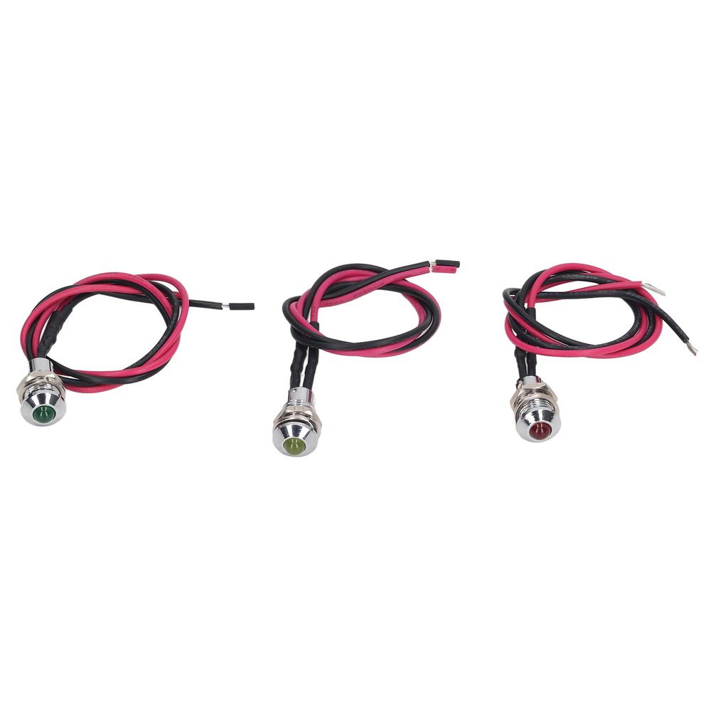 3 Stück LED Metall Kontrollleuchte Wasserdichte Signalleuchte mit Kabel für Auto LKW Boot 24V