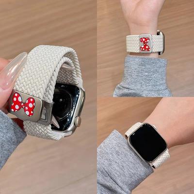 Gevlochten Nylon Bandje Voor Apple Watch Ultra 49mm 10 46mm 42mm 9/8/7 Magnetische Vlinderknoop Armband iWatch 6/5/SE/3 Polsband