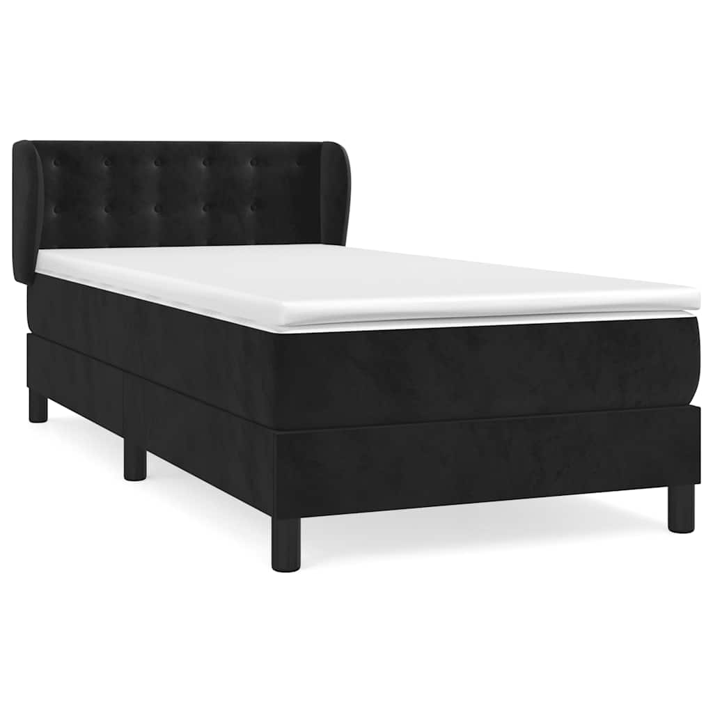 Vidaxl Continental Bed with Mattress, Black, Velvet 90X200 Cm