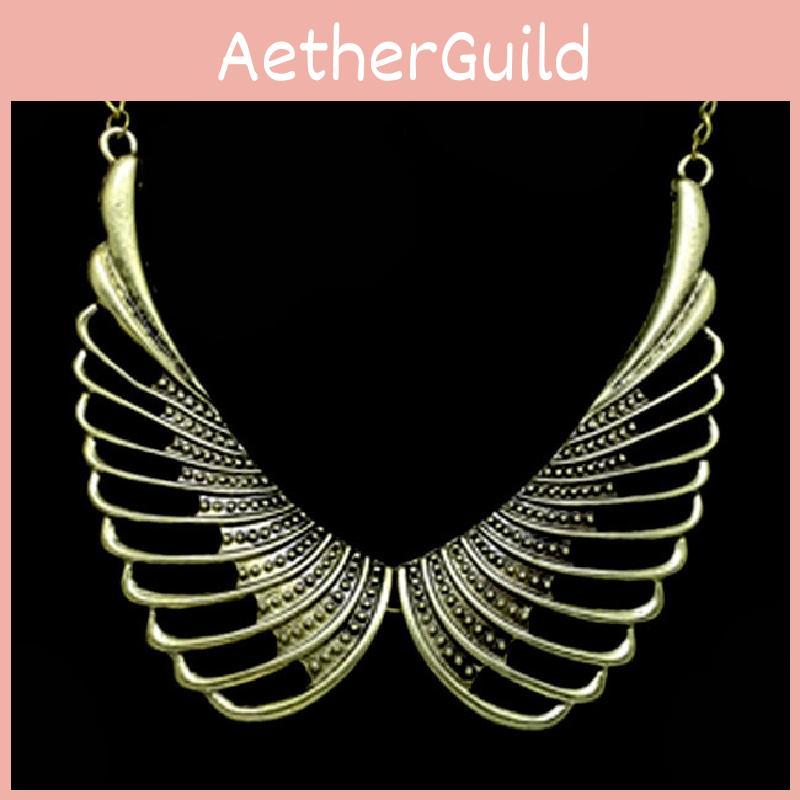 Retro Fashionable Angel Wing Pendant Women Metal Necklace For Travel Gift And