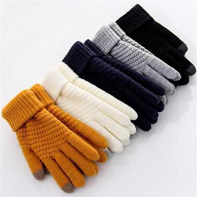 Winter Touch Screen Gloves Warm Stretch Knit Mittens Full Finger Female Crochet Thicken Gloves