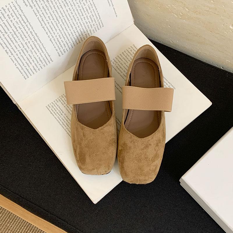 Fashion Fashion Elastic Band Ladies Mary Janes Flats Shoes Casual Female Square Toe Footwear Shallow Women Flats Slip On Shoes
