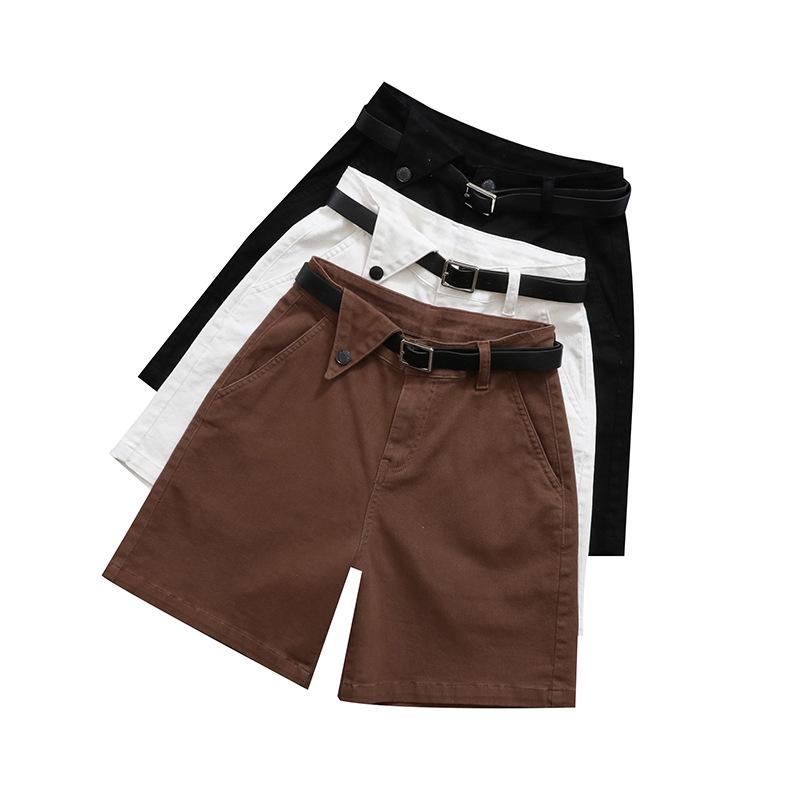 2025 İlkbahar/Yaz Kadın Elastik Kore Tarzı Kemerli Denim Şort