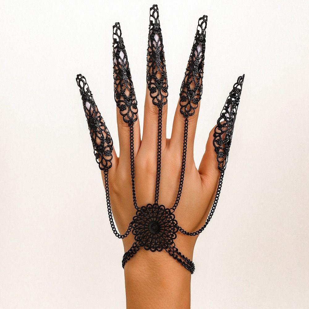 Punk Gothic Fingerarmband Eisen Punk Nagelringe Neue Finger Handgelenkkette Armbänder Cosplay