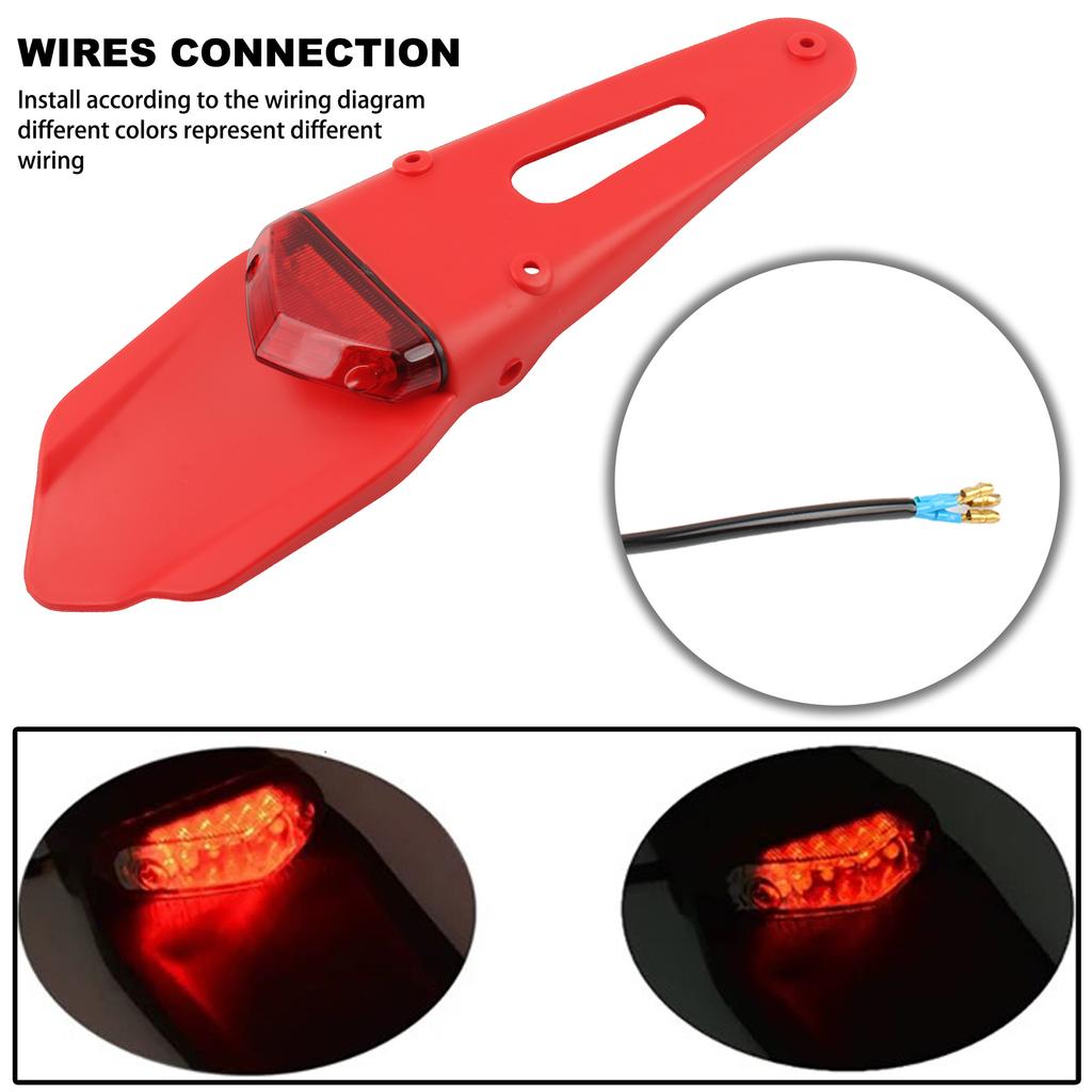 Universal Motorcycle LED Brake Tail Light License Plate Lamp Rear Fender For Motocross Dirt Bike Pit Bike Waterproof Accessories