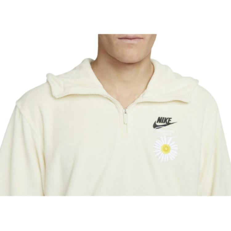 Nike Sportswear Large Logo Half-Zip Short-Sleeve Hoodie Men Tops White DM5063-113