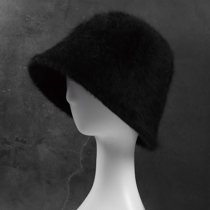 

Осінь-зима 2022 р. Шапка-відро з хутра кролика Пухнаста тепла рибальська шапка Однотонна Кепка-боб Панама Кежуал чорний