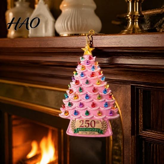 Holiday Gift Ideas 250 Anniversary USA Christmas Tree Ornament, 1776-2026 2D Acrylic Embellishments Years America Hanging Decoration for Patriotic