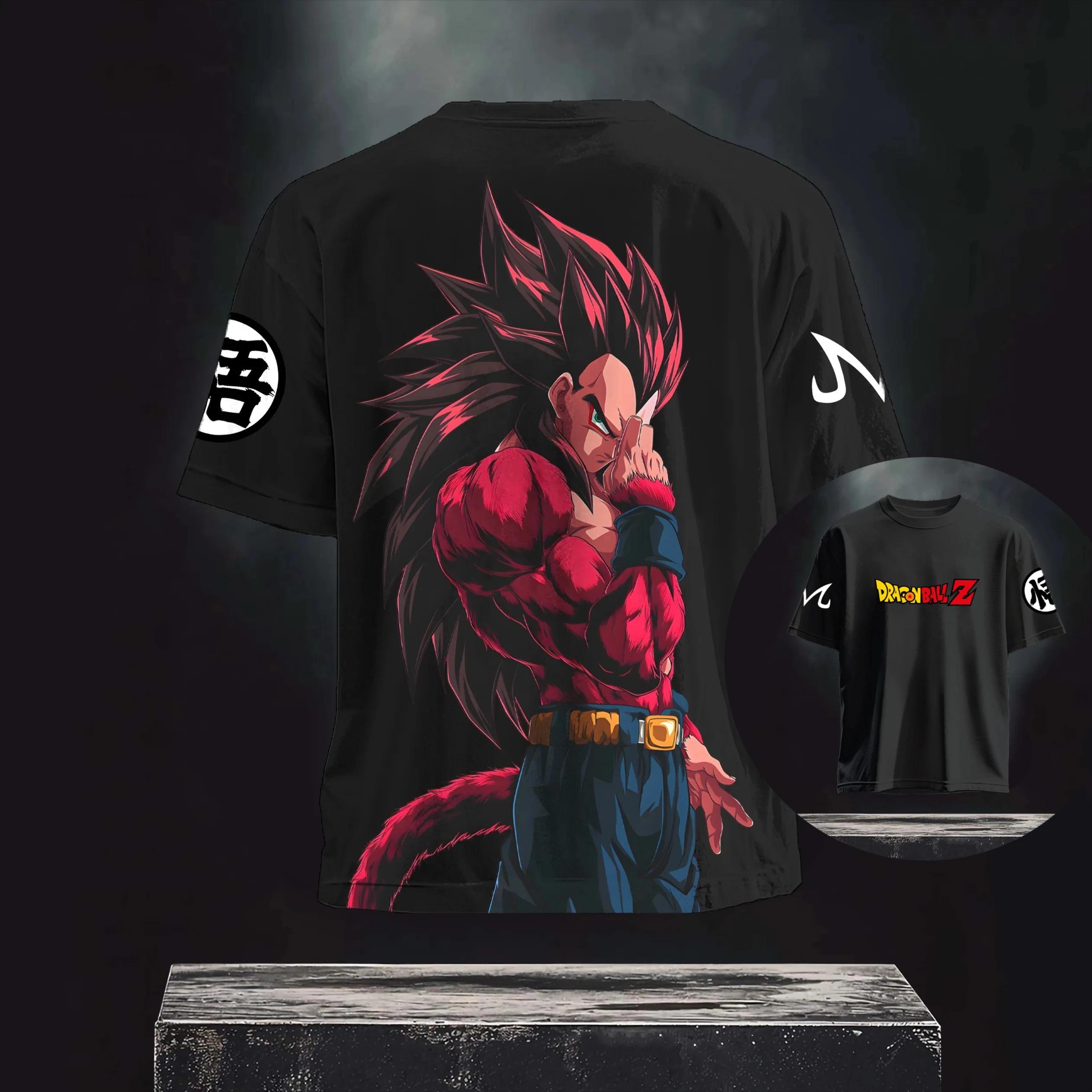 

2026 Dragon Ball Super Saiyan 4 Веджета Мужская и Женская Летняя Модная Уличная Повседневная Свободная Футболка, Хип-Хоп Стритвир Оверсайз Короткий Рукав Повседневная 4XL