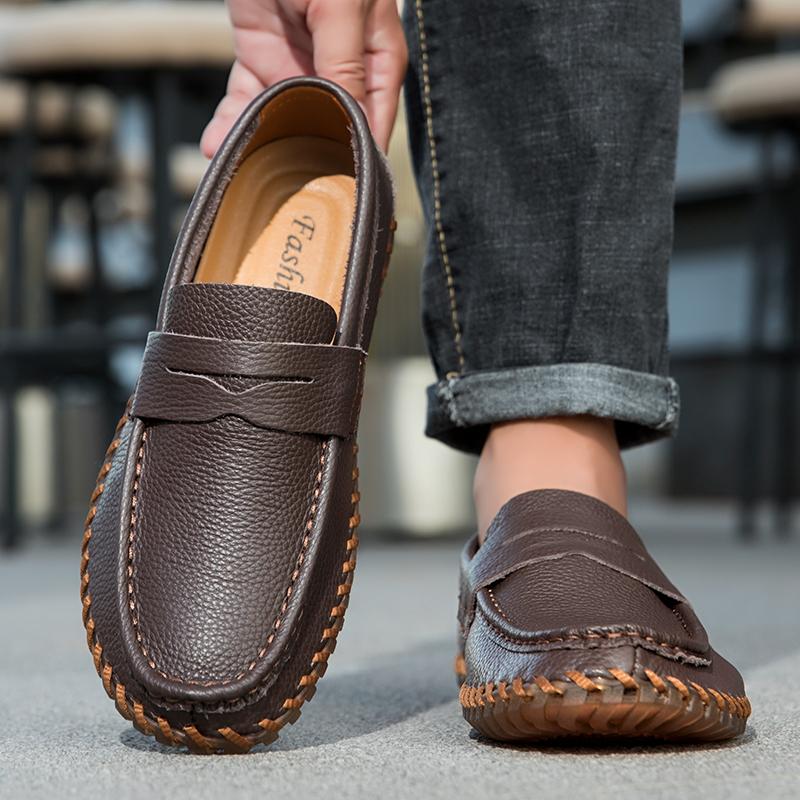 New Fashion Penny Loafter For Men Black Brown Patent Leather Casual Driving Shoes Male Slip On Soft-soled Walking Footwears