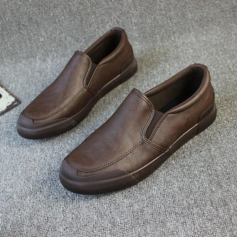 Fashion Flat Shoes Men's New Style One Foot Casual Leather Shoes Mens Thick Soled Board Shoes Single Shoe Loafers designer loafers men