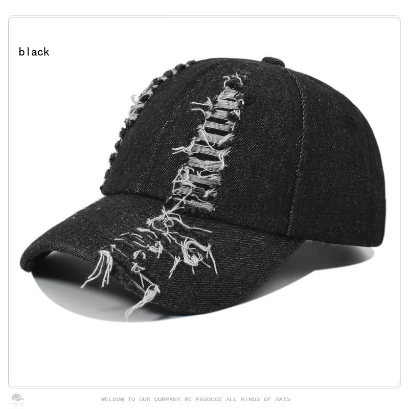 Women's Washed Denim Ripped Baseball Cap for Sun Protection