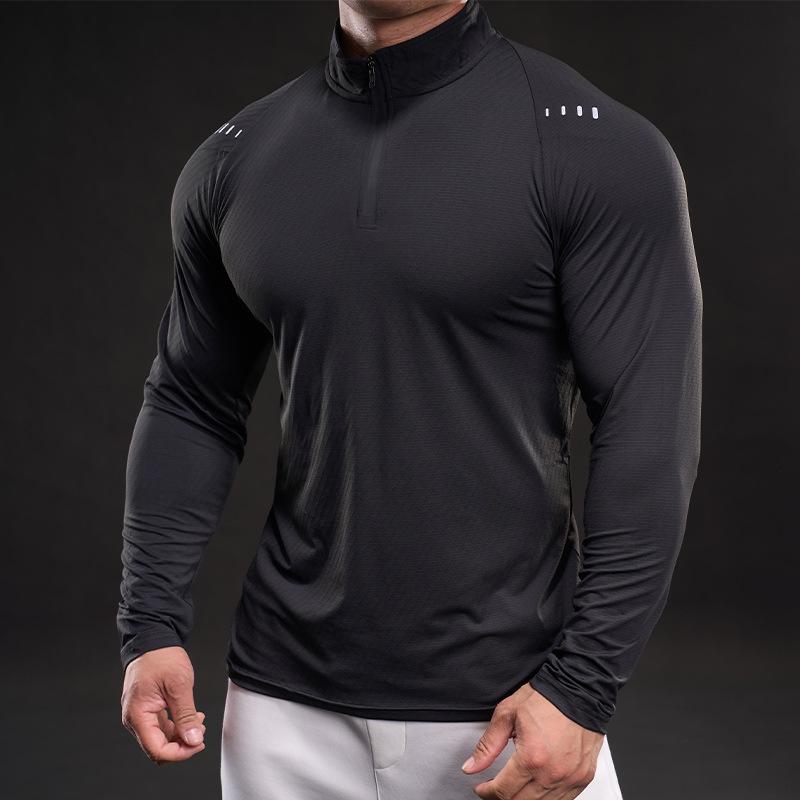 New Stand-up Collar Half Zipper Sweatshirt Sports Men's Long-sleeved Casual Slim Outdoor Sweatshirt Men