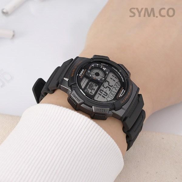 Casio Men's 100m Waterproof Digital Watch AE-1000W-1A + LCD Film Set