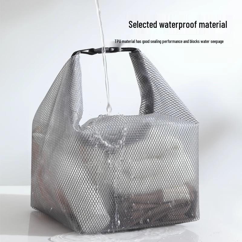 Large Capacity Waterproof Handheld Toiletry & Makeup Bag with Buckle, Mesh Design - Portable Travel & Swimming Storage Solution