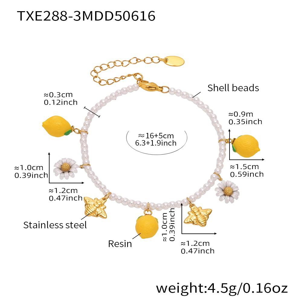 Zitronen-Anhänger Hängende Ohrringe Passend Muschelperlen Halskette Armband Handgefertigte Perlenhalsketten Armbänder Ohrstecker Für Frauen