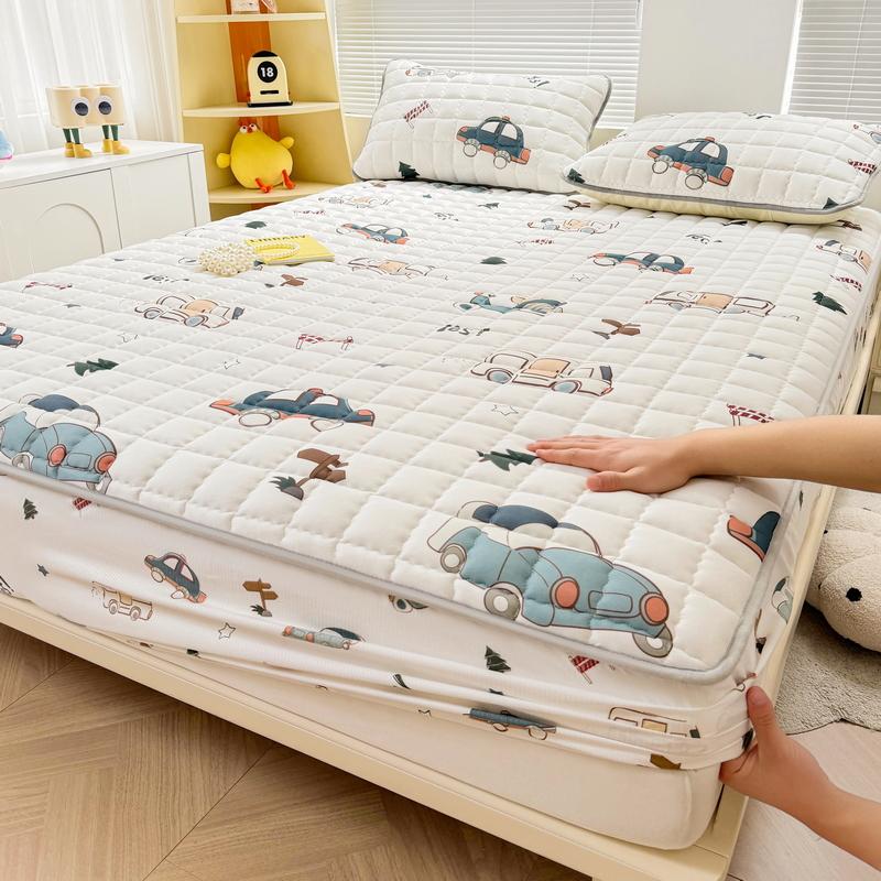 Thick Mattress Cover Cartoon Style Bedspread Quilted Bed Cover for Home Adults Kids Bed Linen fundas de colchón (No Pillowcase)