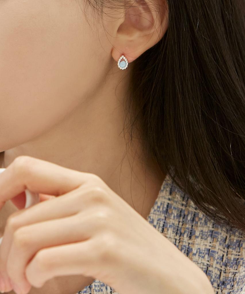 47Bag 925 Silver Natural Gemstone Teardrop Earrings Rosee