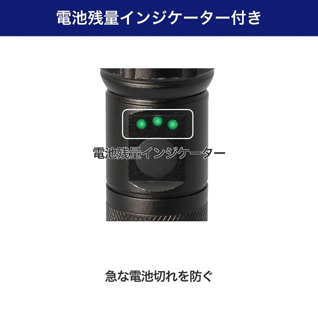 ELPA LED 450 with Hand Battery Battery Level Silver DOP-EP540 Flashlight, Waterproof, Lumens, Strap, Operated, Indicator,