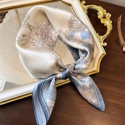 Fazzoletto di Seta 70: Stile coreano di alta gamma, versatile seta sintetica professionale, sciarpa da donna stampata retrò