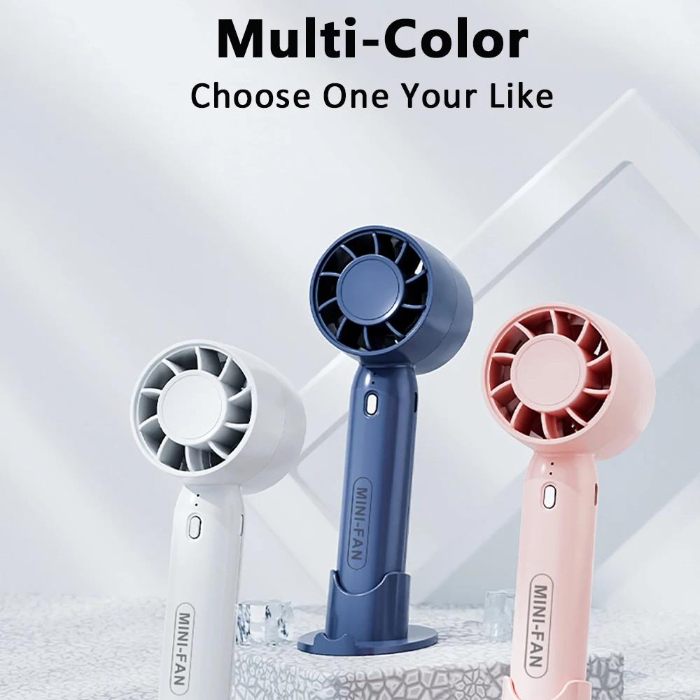 Portable Mini Handheld Fan USB Hand Fan Rechargeable Portable Outdoor Small Pocket Fan 3 Speed Mini Desk Fan with Phone Stand
