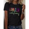 Camiseta Feminina Estampa Edição Limitada Gola Redonda Manga Curta Levemente Solta Esportiva Casual Essencial para Férias