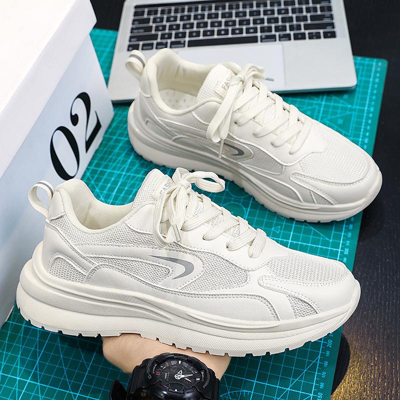 

Spring and summer large size mesh lightweight running shoes outdoor hiking breathable casual sports shoes 44 бежевий