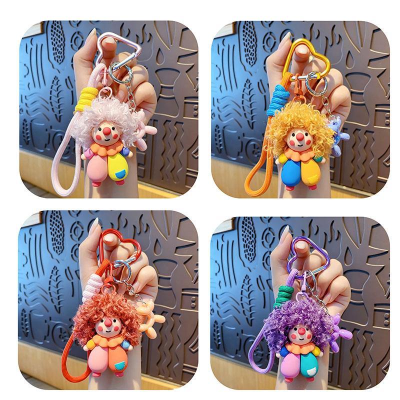 Cartoon Trendy Cool Curly Hair Clown Keychain Pendant Doll Women'S Handbag Accesories Small Trendy Versatile Cute Gifts Keychain