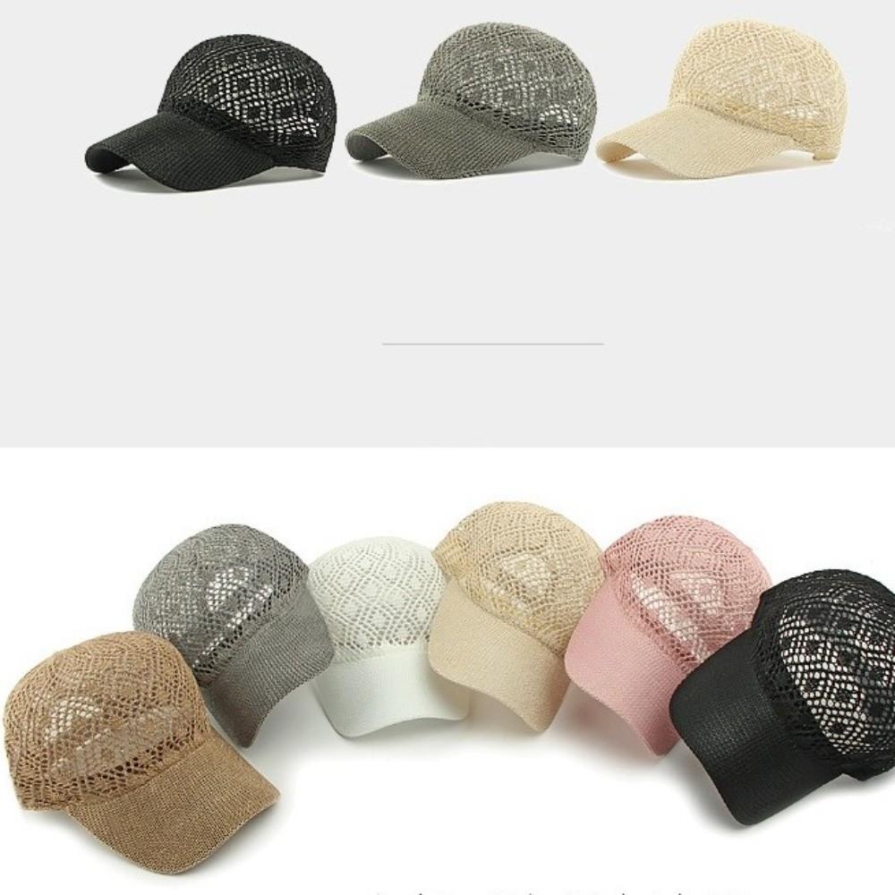 Hollow Thin Baseball Cap Adjustable Mesh Breathable Sun Protection Hat Lightweight Solid Color Casual Cap Travel Vacation